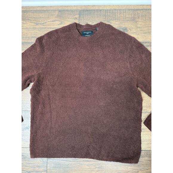 AllSaints Eamont Crewneck Sweater Oversized Fit Mens Large Maroon Red Cozy150 - Picture 2 of 7